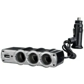Разклонител на запалка за кола с три гнезда 12v/24v + USB 5v  Разклонител на запалка за кола с три гнезда 12v/24v + USB 5v