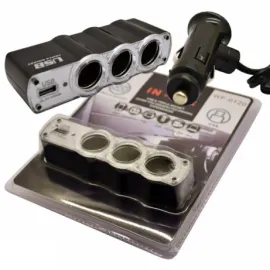 Разклонител на запалка за кола с три гнезда 12v/24v + USB 5v  Разклонител на запалка за кола с три гнезда 12v/24v + USB 5v